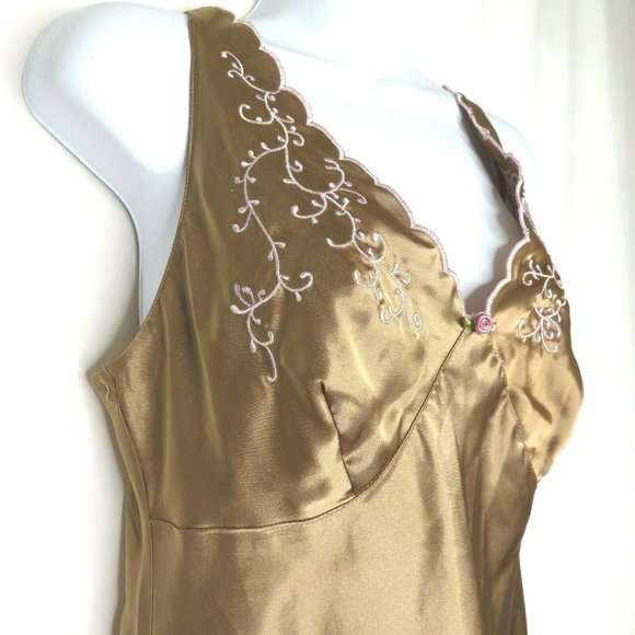 Vintage Inner Most Sears Knee Length Nightgown Embroidery Chiffon Accordion Hem - Picture 4 of 10